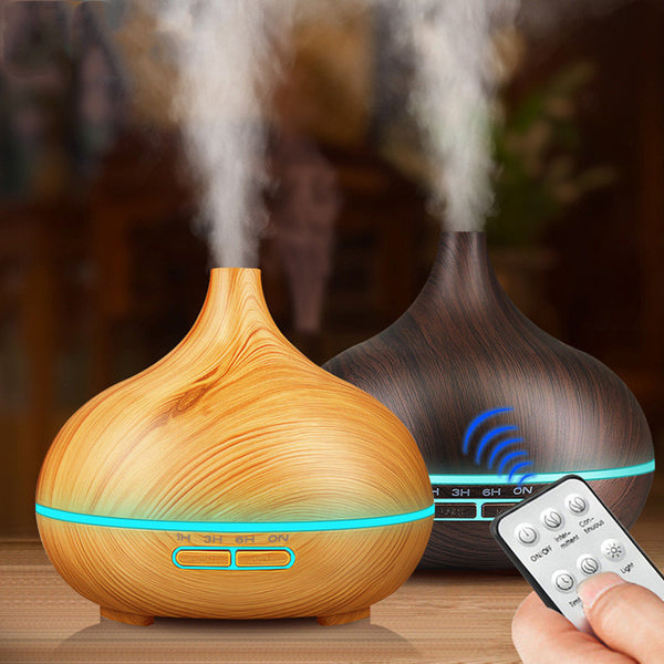 Remote Control Wood Grain Onion Shaped Humidifier And Essential Oil Diffuser